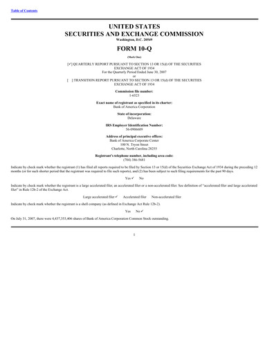 Thumbnail Bank of America  Quarterly Report 2007-q2