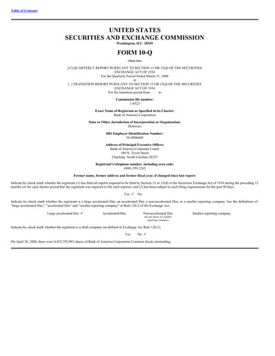 Thumbnail Bank of America  Quarterly Report 2008-q1