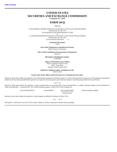 Thumbnail Bank of America  Quarterly Report 2008-q3