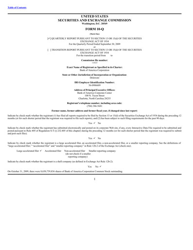 Thumbnail Bank of America  Quarterly Report 2009-q3