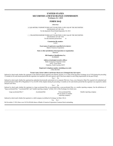 Thumbnail Bank of America  Quarterly Report 2014-q3
