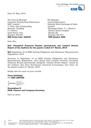 Thumbnail KSB ltd Financial Report 2019-q1