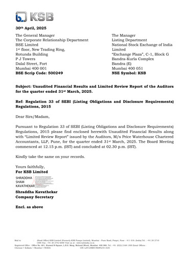 Thumbnail KSB ltd Financial Report 2025-q1