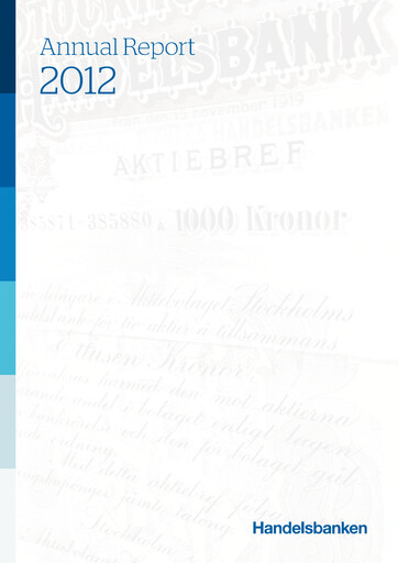 Miniature Svenska Handelsbanken
 Rapport annuel 2012