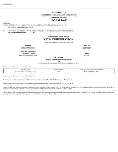 Thumbnail CDW Corporation Annual Report 2019