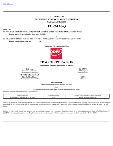 Thumbnail CDW Corporation Quarterly Report 2022-q3