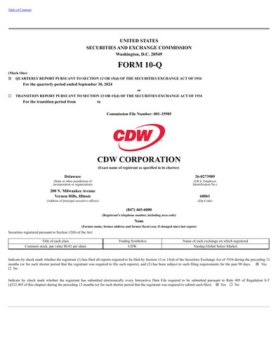 Thumbnail CDW Corporation Quarterly Report 2024-q3