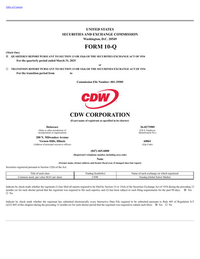 Thumbnail CDW Corporation Quarterly Report 2025-q1