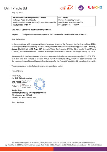 Thumbnail Dish TV
 Annual Report 2024-2025