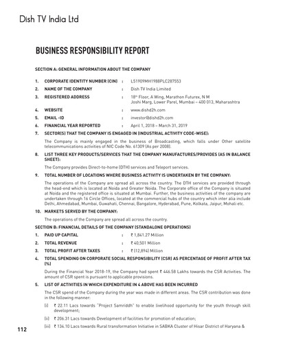 Miniature Dish TV
 Rapport ESG 2018-2019