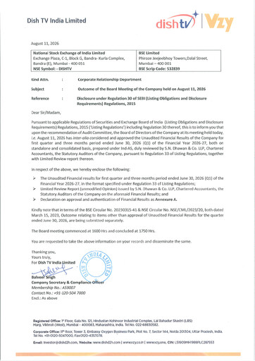 Miniature Dish TV
 Rapport trimestriel 2026-q1