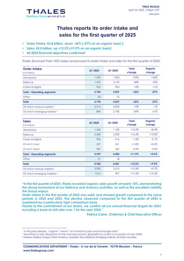 Vorschaubild Thales Quartalsbericht 2025-q1