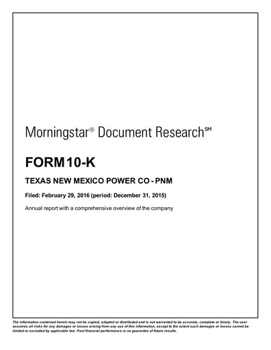 Thumbnail TXNM Energy Annual Report 2015