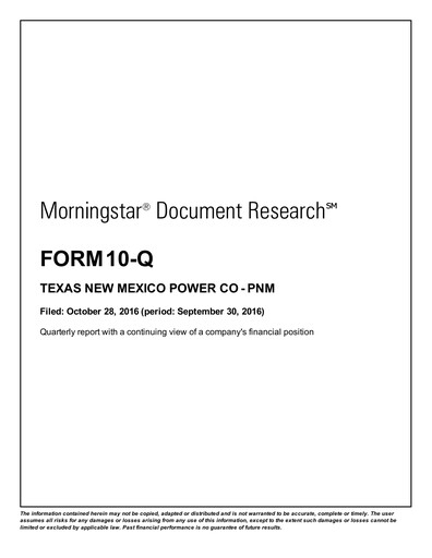 Miniature TXNM Energy Rapport trimestriel 2016-q3