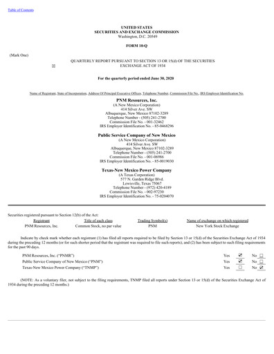 Miniature TXNM Energy Rapport trimestriel 2020-q2