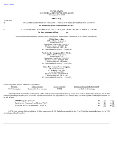Miniature TXNM Energy Rapport trimestriel 2025-q3