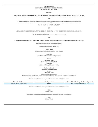 Miniature Gelteq Limited Rapport annuel 2024