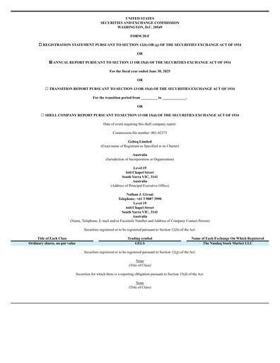 Miniature Gelteq Limited Rapport annuel 2025