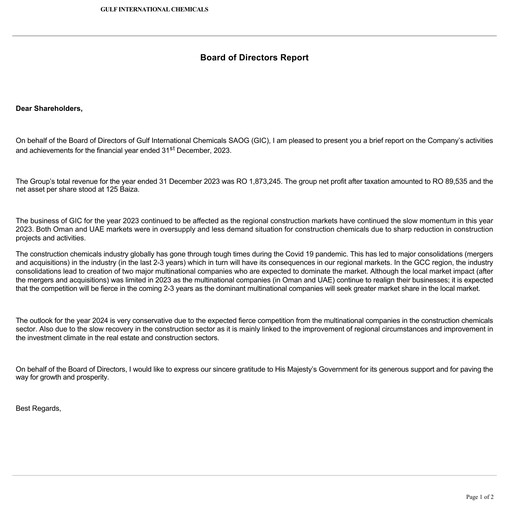 Thumbnail Gulf International Chemicals Annual Report 2023