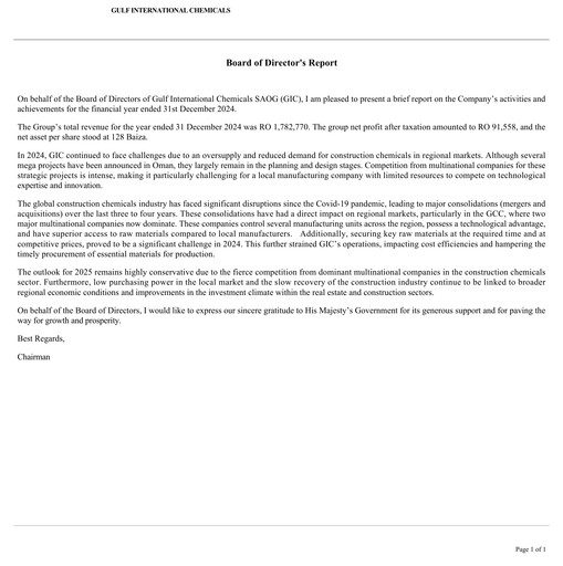 Thumbnail Gulf International Chemicals Annual Report 2024