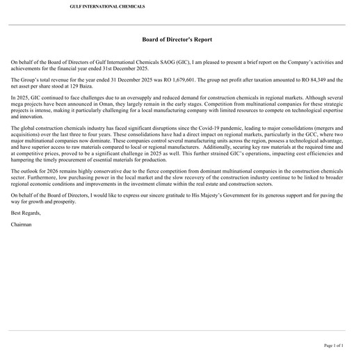 Thumbnail Gulf International Chemicals Annual Report 2025