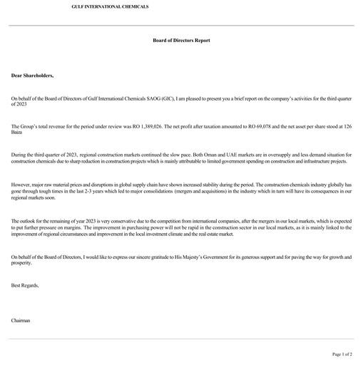 Thumbnail Gulf International Chemicals Quarterly Report 2023-q3