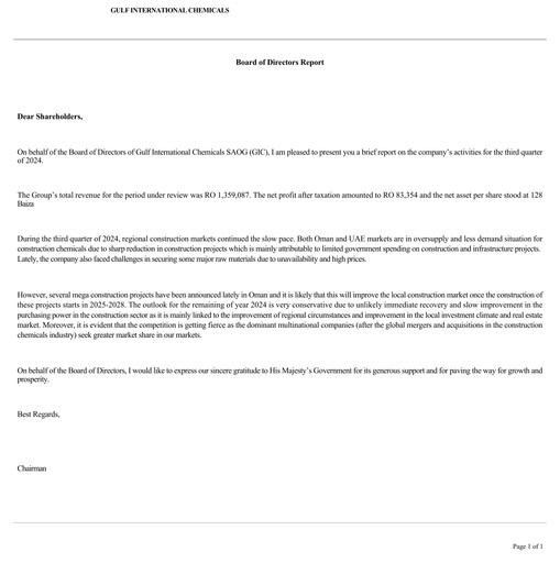 Thumbnail Gulf International Chemicals Quarterly Report 2024-q3
