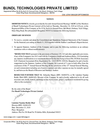 Thumbnail Swiggy Annual Report 2021
