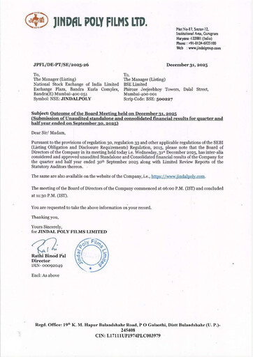 Thumbnail Jindal Poly Films
 Quarterly Report 2025-q2