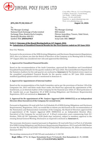 Thumbnail Jindal Poly Films
 Quarterly Report 2026-q1