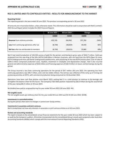 Thumbnail Vault Minerals Financial Statement fy2023
