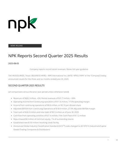 Vorschaubild NPK International Quartalsbericht 2025-q2