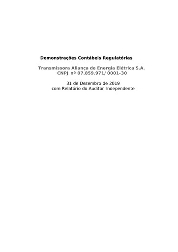 Thumbnail Taesa (Transmissora Aliança de Energia Elétrica) Financial Report 2019