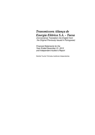 Thumbnail Taesa (Transmissora Aliança de Energia Elétrica) Financial Statement 2013