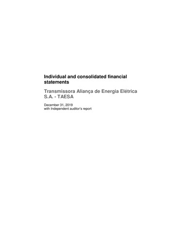 Thumbnail Taesa (Transmissora Aliança de Energia Elétrica) Financial Statement 2019