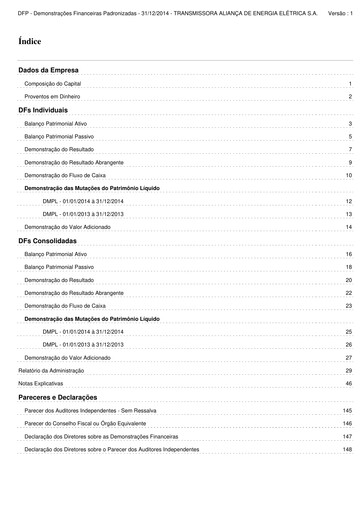 Thumbnail Taesa (Transmissora Aliança de Energia Elétrica) Financial Statement 2014