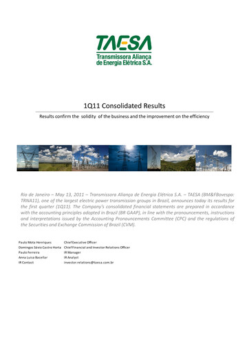 Thumbnail Taesa (Transmissora Aliança de Energia Elétrica) Quarterly Report 2011-q1