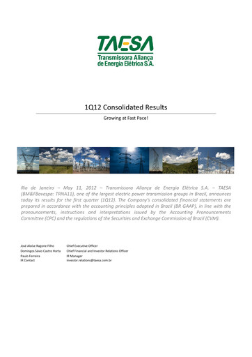 Thumbnail Taesa (Transmissora Aliança de Energia Elétrica) Quarterly Report 2012-q1