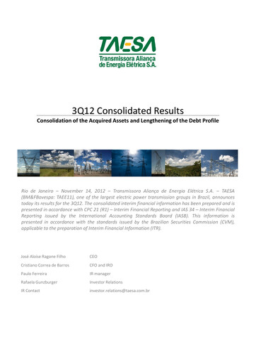 Thumbnail Taesa (Transmissora Aliança de Energia Elétrica) Quarterly Report 2012-q3