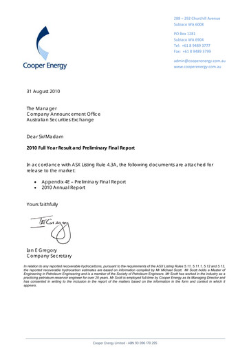 Thumbnail Amplitude Energy Financial Report 2010