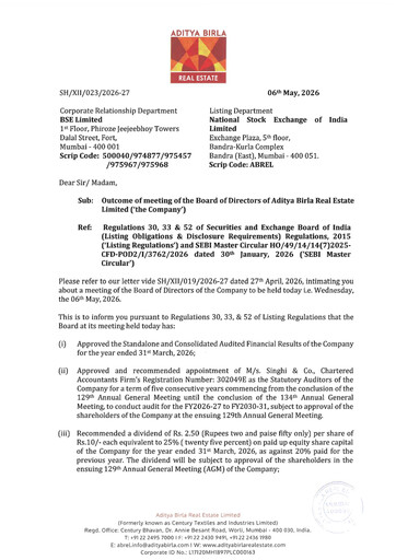 Miniature Aditya Birla Real Estate Rapport trimestriel 2026-q4