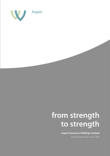 Thumbnail Aspen Insurance Annual Report 2003
