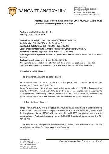 Thumbnail Banca Transilvania Annual Report 2013