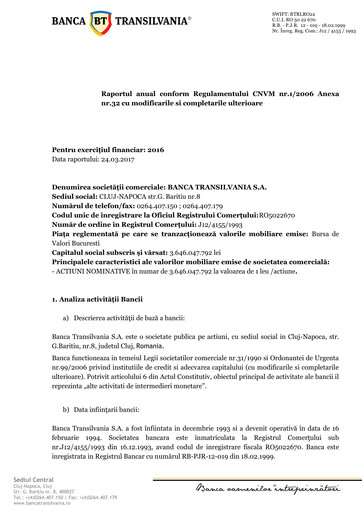 Thumbnail Banca Transilvania Annual Report 2016