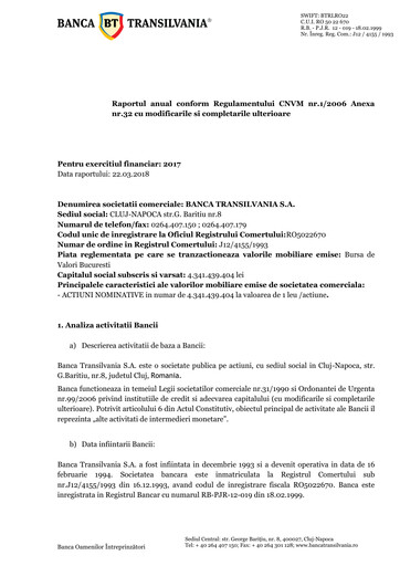 Thumbnail Banca Transilvania Annual Report 2017