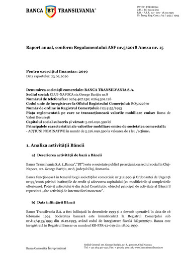 Thumbnail Banca Transilvania Annual Report 2019