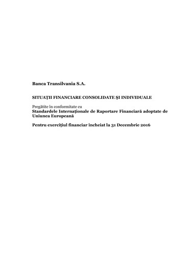 Thumbnail Banca Transilvania Financial Statement 2016