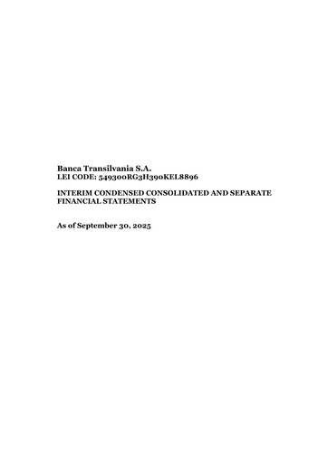 Miniature Banca Transilvania Rapport trimestriel 2025-q3