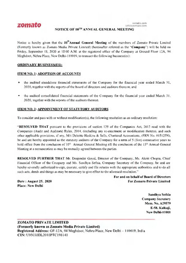 Vorschaubild Eternal (Zomato) Jahresbericht 2019-2020