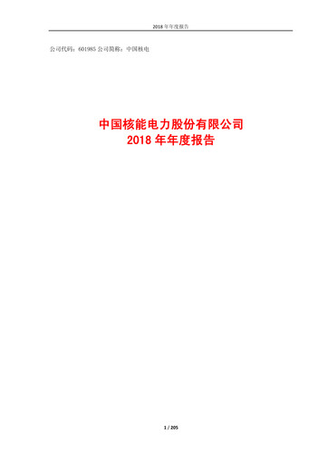 Thumbnail China National Nuclear Power Annual Report 2018
